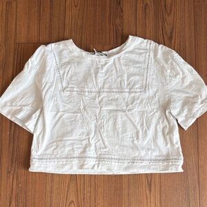 Zara White Crop Top with Lace Detail